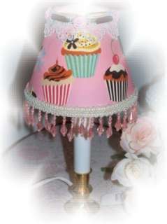 New Pink Sweet Tooth CUPCAKES Beaded CHIC Mini LAMP SHADE  