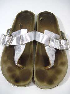KORS Silver Thongs Sandals Shoes Size 7  