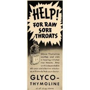  1938 Ad Glyco Thymoline Sore Throats Relievers Remedy 