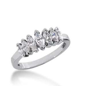 14k Gold Diamond Anniversary Wedding Ring 7 Marquise Shaped Diamonds 1 