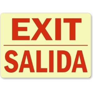  Exit (Bilingual), Horizontal Glow Vinyl Sign, 14 x 10 