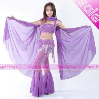 new sexy Belly Dance costume 2 pics purple top&pants 11 colours