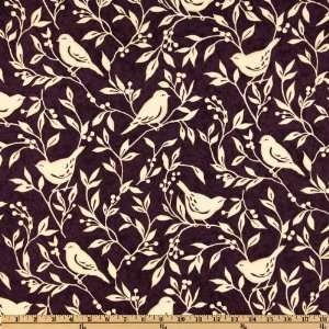  44 Wide Meadowlark Plum/Ecru Fabric By The Yard Arts 