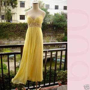 BCBG Lemon Yellow Crepe Chiffon Silk Evening Dress4/S  