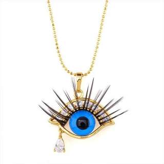 Vogue CZ Sets 18K Yellow Gold Filled Necklace + Eye pendant + necklace 