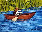 Beagles riding in a canoe gift animal dog art Mug 11 oz