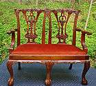  Chippendale Style Chair Back Settee Loveseat Sofa. Ball and Claw Feet