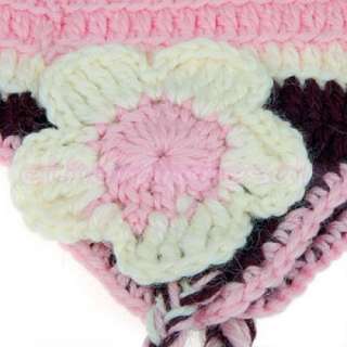 Baby Toddler Crochet Knit Beanie Earflap Hat Cap+Braid  