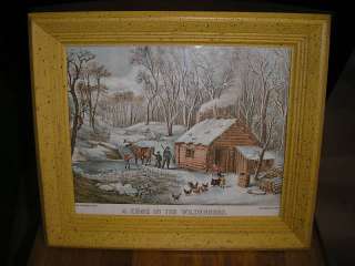 Currier & Ives Framed Picture A home in the Wilderness  