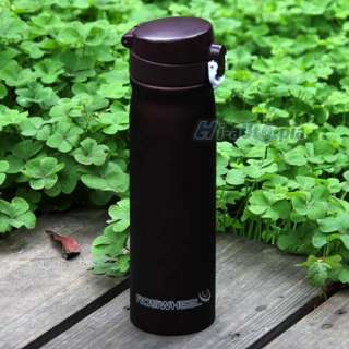   Wall Stainless Steel Water Bottle Vacuum Flask Thermos Brown  