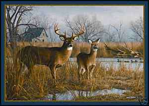 HAUTMAN OUR SIDE OF THE RIVER DEER RUG GREAT FOR CABINS  