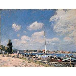   the Barges at Billancourt Alfred Sisley Hand 