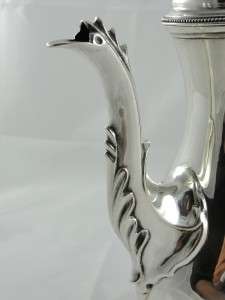 HESTER BATEMAN STERLING SILVER COFFEE POT, ARMS, 1781  