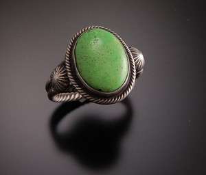   GREEN GASPEITE RING ~ OLD VINTAGE PAWN STYLE ~ BY ERICK BEGAY  