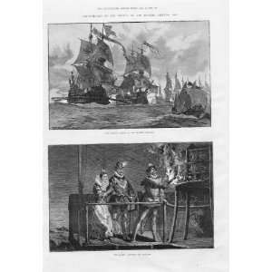  The Armada Coming Up English Channel 1588 Antique Print 