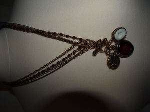 Extasia Ruby & White Intaglio & Locket 23 Toggle Bronze 4 Strand 