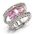   wedding band ring features three of 7mmx5mm 3 20ct pink czs in the