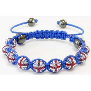 Dazzling Union Jack Crystal & Blue Macramé Bracelet   Celebrate the 
