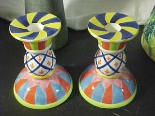 Pair Colorful Candle Holders Bella Casa by Ganz  