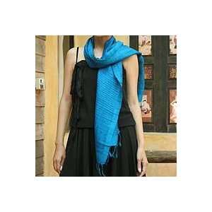  NOVICA Silk scarf, Blueberry Supreme