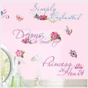  Disney Princess Quotes Wall Decals with Glitter