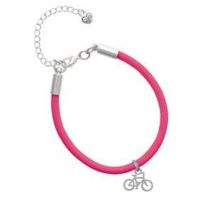  Small Bicycle Charm on a Hot Pink Malibu Charm Bracelet 