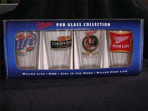 Miller High Life MGD Pub Glass Collection NIB Barware  