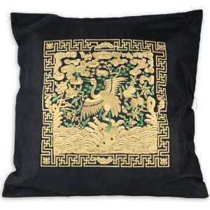   Swan & Nature Scene   Oriental Cushion Cover / Pillow Case   Black