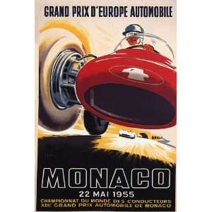 GRAND PRIX DEUROPE AUTOMOBILE MONACO 1955 CAR RACE VINTAGE POSTER 