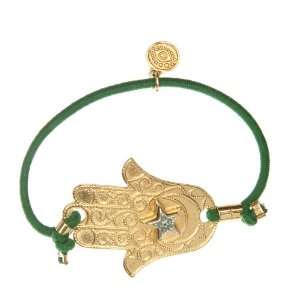  Hamsa with Star Dark Green Elastic Bracelet Jewelry