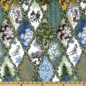  44 Wide Wintergraphix III Argyle Scene Green Fabric By 