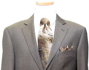 JEFFREY BANKS~BROWN WITH TAUPE PINSTRIPES SUIT ~SZ 48R  