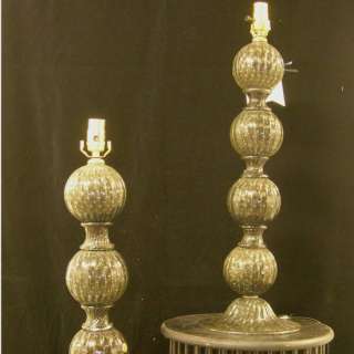 Pair of Italian Murano Glass Lamps Black w/ Gold  