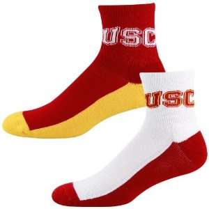  USC Trojans Tri color Two Pack Quarter Socks Sports 