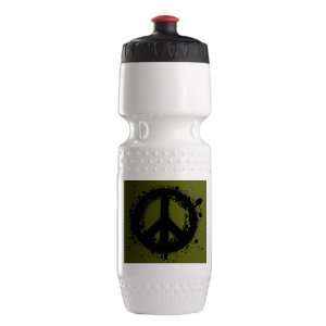    Trek Water Bottle Wht BlkRed Peace Symbol Ink Blot 