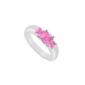   Three Stone Pink Sapphire Ring  14K White Gold   0.25 CT TGW Jewelry