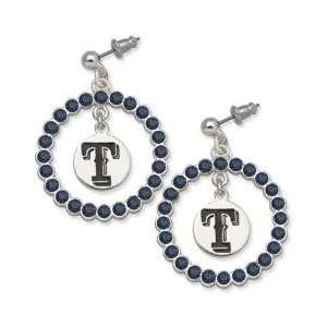 MLB Officially Licensed Texas Rangers Earrings   Blue Crystals & Team 
