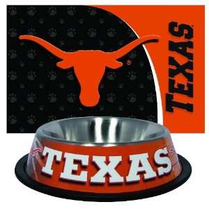  Texas Longhorns Pet Bowl and Mat Combo