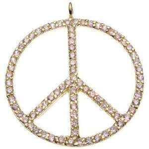  18K Yellow Gold Plated Sterling Silver Pink Peace Pendant 