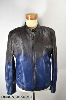   Blue & Black Runway Leather Moto BIKER Jacket 50 retails  $5000  