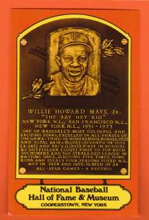 Willie Mays Autographed Hall Of Fame Plaque ;  