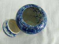 Stoneware Blue White Spongeware Sponge Ware Sugar Bowl  