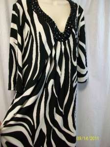 BISOU BISOU NWT black & white embellished zebra inspired career dress 