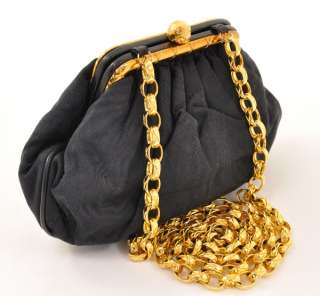 Vintage Chanel Black shoulder party bag with gold tone chain CC A806 