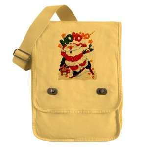 Messenger Field Bag Yellow Merry Christmas Santa Claus Skiing Ho Ho Ho