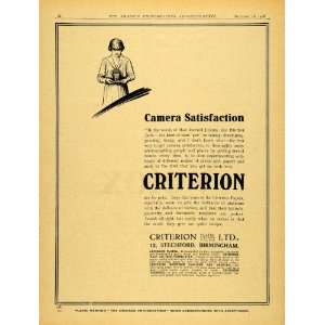  1918 Ad Criterion Stechford Birmingham Paper Plate Films 