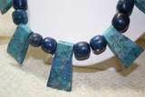 XL Vintage MOTTLED BLUE AGATE TRIBAL PRIMITIVE Necklace  