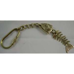  Solid Brass Fish Skeleton Key Chain