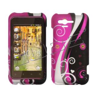 For HTC Rhyme Case Cover Black and Hot Pink Retro Rubberized ADR6330 