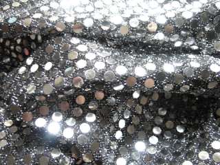 G03 Shiny Silver Sequin Black Fabric Material by Meter  